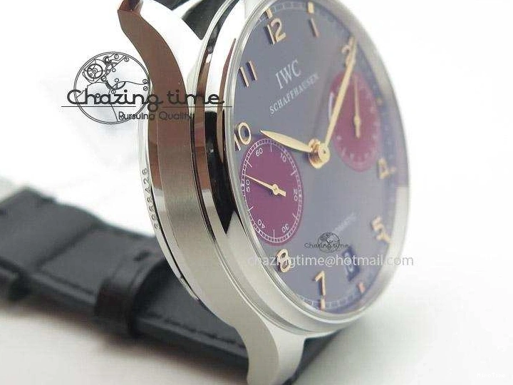 MIROTIME 0416 Breathable Portuguese Real PR IW500127 ZF 1:1 Best Edition Gray Red Dial On Black Leather Strap A 7332